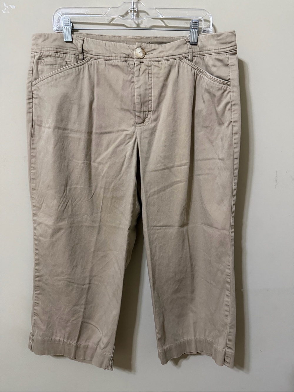 IDG 100% cotton Women’s Beige Cropped chinos khaki stretch 14 euc retro y2k vtg